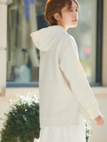 スエードライク裏毛フーディートップス/アイボリー