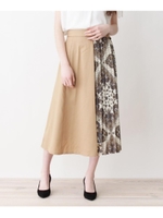 スカーフプリントプリーツ切替スカート/ベージュ(952)
