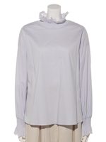 スカラップレースハイネックブラウス/ラベンダー