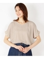 ストライプチュールレイヤードトップス/ライトベージュ(051)