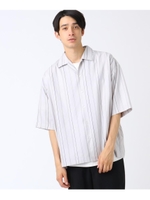 ストリングストライプビッグシャツ/ライトグレー(311)