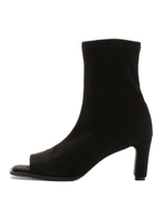 ストレッチスエードオープントゥブーツ/BLK