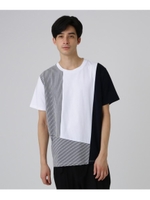 スムース×サッカーストライプドッキングTシャツ/ホワイト(501)