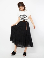 スラブティアードスカート/ブラック