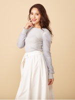 スリーブレイヤードニットトップス/ブルー