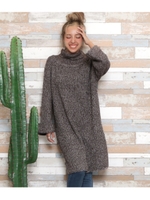 タートルネックシンプルワンピース/モカ(016)