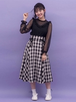 ダブルレースアップロングスカート/クロ