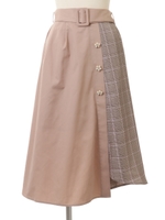チェックコンビスカート/ベージュ