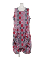 チェックデザインノースリーブワンピース/レッド