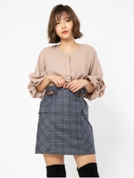 チェックブロッキングミニスカート/チャコールグレー