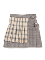 チェックラップミニスカート/ベージュ