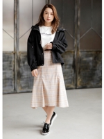 チェック柄・マーメイドスカート/ベージュ/チェック