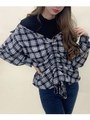 チェック柄ドッキングTOPS/クロ