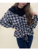 チェック柄ドッキングTOPS/クロ