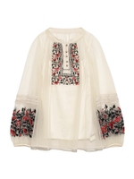 チュール刺繍ブラウス/RED