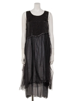 チュール切替ノースリワンピ/ブラック