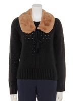 ティペットツキニットトップス/ブラック