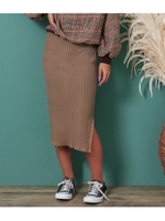 デザインニットスリットスカート/モカ(016)