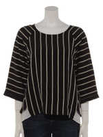 ドビーボーダーブラウス/ボーダー ブラック