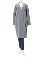 ドロップショルダーノーカラーコート/ブルー