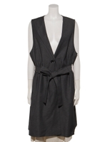 ナチュラルギャバ・ロングジレ/ダークブルー