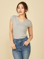 ネックレス付カットソー/グレー