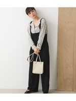 ハイウエストサスペンダー付パンツ/BLK