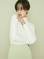 ハイネックタートルリブKT TOPSＴ/O/WHT