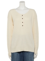 ハニカム編みヘンリーネックニット/ホワイト