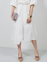 バイカラーステッチスカート/WHT