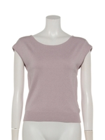 バックシャンツイストデザインラメニットプルオーバー/ラベンダー