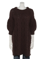 バックラメリボンケーブルチュニック/チョコ