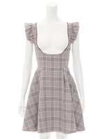 バックレースアップジャンパードレス/ブラウン