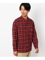 バンドカラーチェックシャツ/レッド(262)