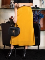 ピーチサテンフレアスカート/イエロー