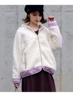 フード付きバイカラーボアブルゾン/オフホワイト