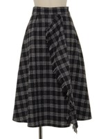 フリンジラッフルスカート/ブラック