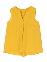 フロントタックノースリーブスキッパーブラウス/マスタード