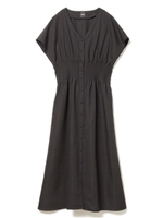 フロントボタンピンタックワンピース/ブラック