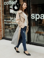 ブロッキングトレンチコート/ベージュ/チェック