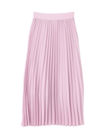 プリーツロングスカート/無地/ラベンダー