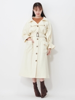 ヘリンボーンワークトレンチコート/オフホワイト