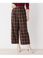 ベルト付きビックチェックワイドパンツ/ダークブラウン(243)