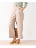ベルト付きリネンライクセミワイドパンツ/ライトベージュ(051)