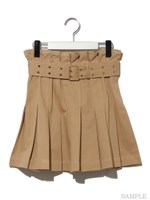 ベルト付プリーツスカート/ベージュ