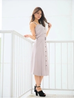 ボタンビスチェSETフレアSK/ベージュ