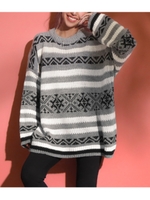 ボリュームデザインニットトップス/グレー(006)