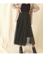 ボリュームロングチュールスカート/ブラック(027)