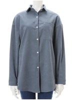 ポケットデザインシンプルカラーシャツ/ブルー