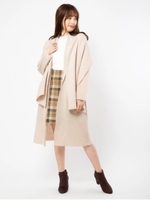 マフラー付きモヘア混ロングガウンコート/ベージュ